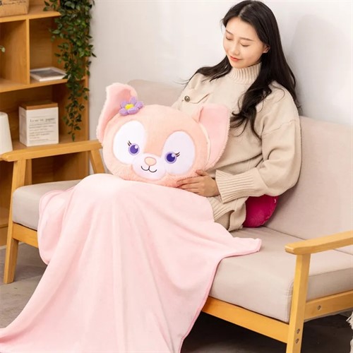 عروسک بالشتی پتودار گربه صورتی