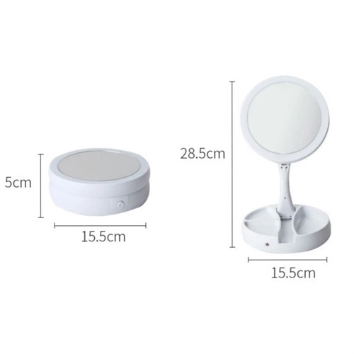 آینه رینگ لایت دار رومیزی ۲ طرفه زوم دار