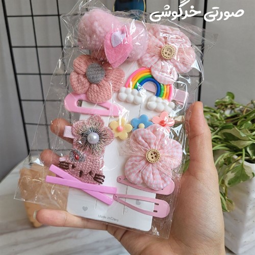 ست گیره و سنجاق مو دخترانه مدل فانتزی  مجموعه 14 عددی